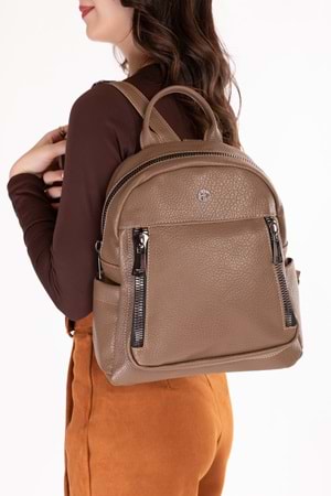 Gondol Kadın Kullanışlı Günlük Sırt Çantası ald.31124 - Vizon - TEK EBAT