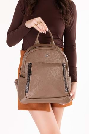 Gondol Kadın Kullanışlı Günlük Sırt Çantası ald.31124 - Vizon - TEK EBAT