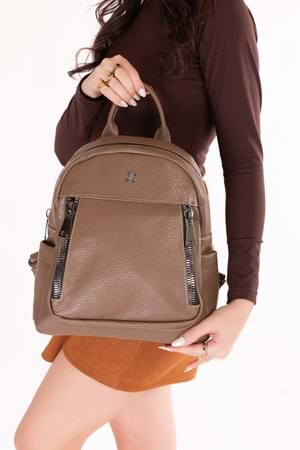 Gondol Kadın Kullanışlı Günlük Sırt Çantası ald.31124 - Vizon - TEK EBAT