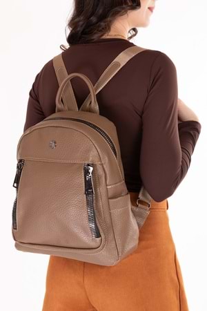 Gondol Kadın Kullanışlı Günlük Sırt Çantası ald.31124 - Vizon - TEK EBAT