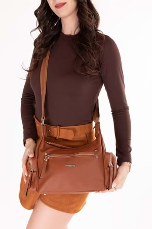 Gondol Kadın Kullanışlı Günlük Çanta ald.80735 - Taba Cilt - TEK EBAT