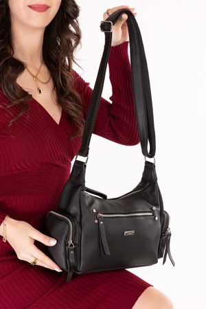 Gondol Kadın Kullanışlı Günlük Çanta ald.80735 - Siyah Flötr - TEK EBAT