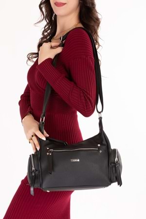 Gondol Kadın Kullanışlı Günlük Çanta ald.80735 - Siyah Flötr - TEK EBAT