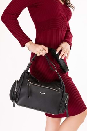 Gondol Kadın Kullanışlı Günlük Çanta ald.80735 - Siyah Flötr - TEK EBAT