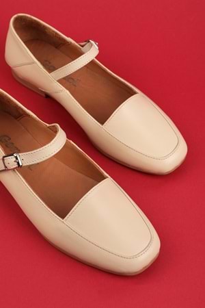 Gondol Hakiki Deri Günlük Kibar Babet Ayakkabı erp.26562 - Bej - 36