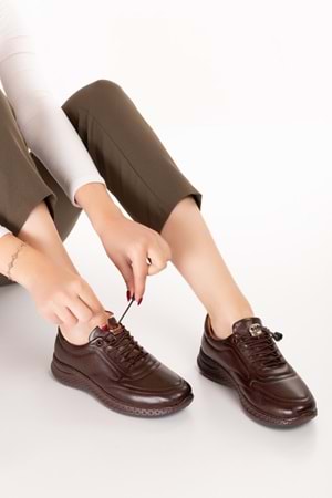 Gondol Içi Dışı Hakiki Deri Faylon Taban Hafif Spor Ayakkabı es.110 - Kahverengi - 36