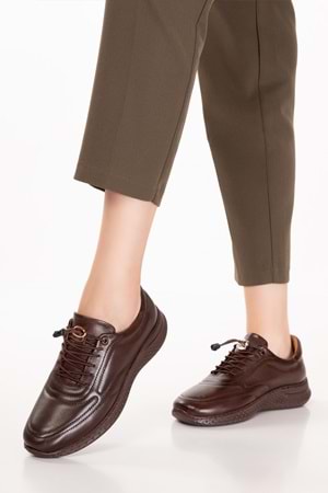 Gondol Içi Dışı Hakiki Deri Faylon Taban Hafif Spor Ayakkabı es.110 - Kahverengi - 36