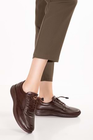 Gondol Içi Dışı Hakiki Deri Faylon Taban Hafif Spor Ayakkabı es.110 - Kahverengi - 36