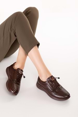 Gondol Içi Dışı Hakiki Deri Faylon Taban Hafif Spor Ayakkabı es.110 - Kahverengi - 36