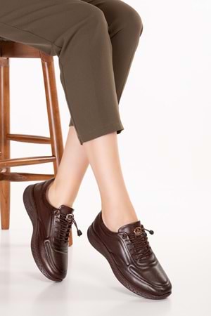 Gondol Içi Dışı Hakiki Deri Faylon Taban Hafif Spor Ayakkabı es.110 - Kahverengi - 36