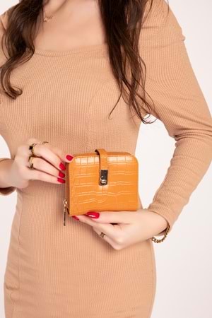 Gondol Hmx Polo Günlük Kullanışlı Şık Parlak El Cüzdanı Hmx.120 - Taba Croco - TEK EBAT