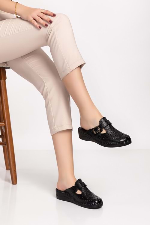 Gondol Ortopedik Deri Sabo Terlik Siyah 42 yprk.510