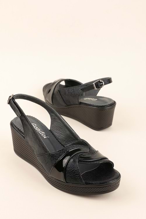 Gondol İçi Deri Şık Sandalet Siyah 36 mikay.2013