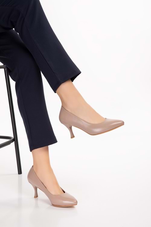 Gondol Hakiki Deri Orta Boy Topuk Stiletto-vdt.23 - Vizon- 35