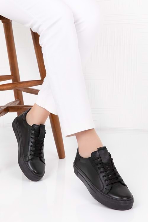 Gondol Hakiki Deri Anatomik Taban Spor Ayakkabı als.352 - Siyah - 35