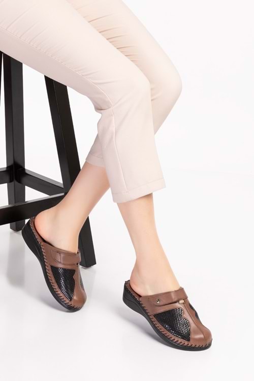 Gondol Hakiki Deri Kemik Çıkıntısına Özel Terlik-yprk.511 - Kahverengi - 37