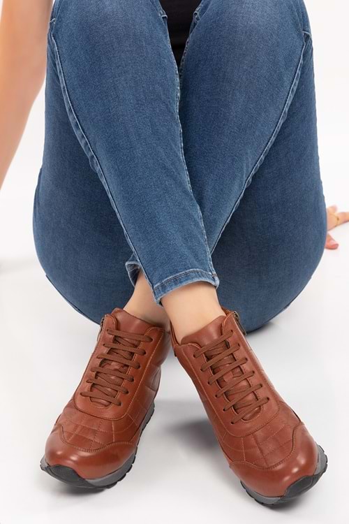 Gondol Içi Dışı Hakiki Deri Anatomik Taban Spor Ayakkabı gndl.616 - Fındık - 36