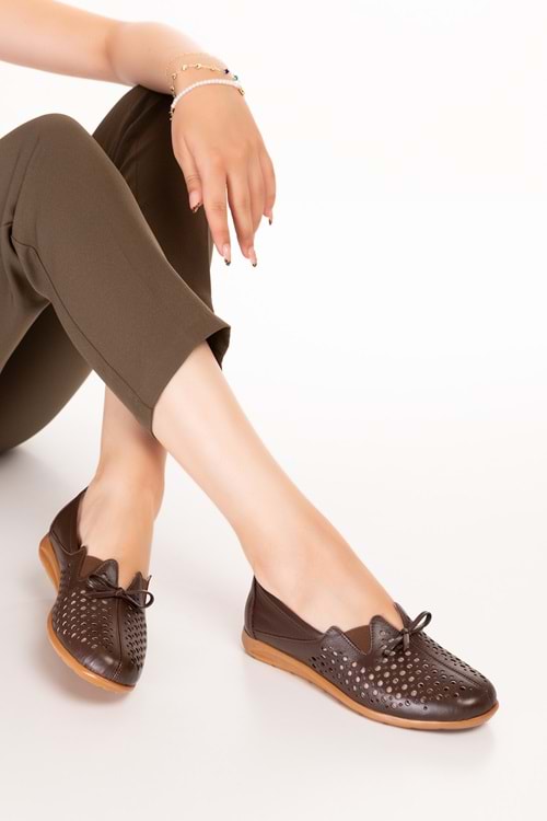 Gondol Hakiki Deri Ortopedik Taban Günlük Ayakkabı esfa.2605 - Kahverengi - 37