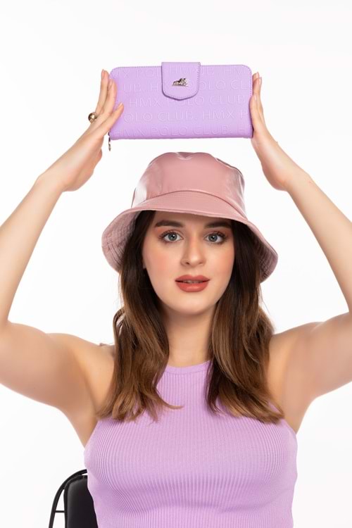 Gondol Hmx Büyük Boy Lüks Şık El Cüzdanı Hmx.370 - Lila Yazı