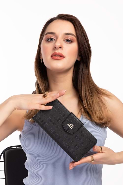Gondol Hmx Büyük Boy Lüks Şık El Cüzdanı Hmx.370 - Siyah Yazı