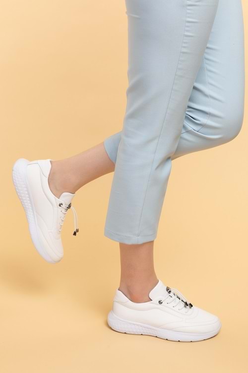 Gondol Içi Dışı Hakiki Deri Faylon Taban Hafif Spor Ayakkabı es.110 - Beyaz - 37