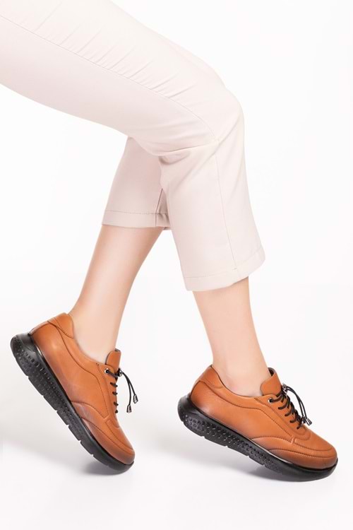 Gondol Içi Dışı Hakiki Deri Faylon Taban Hafif Spor Ayakkabı es.110 - Taba - 36