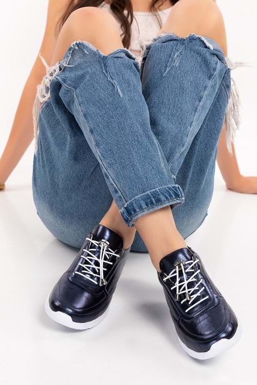 Gondol Içi Dışı Hakiki Deri Faylon Taban Hafif Spor Ayakkabı es.110 - Lacivert - 36