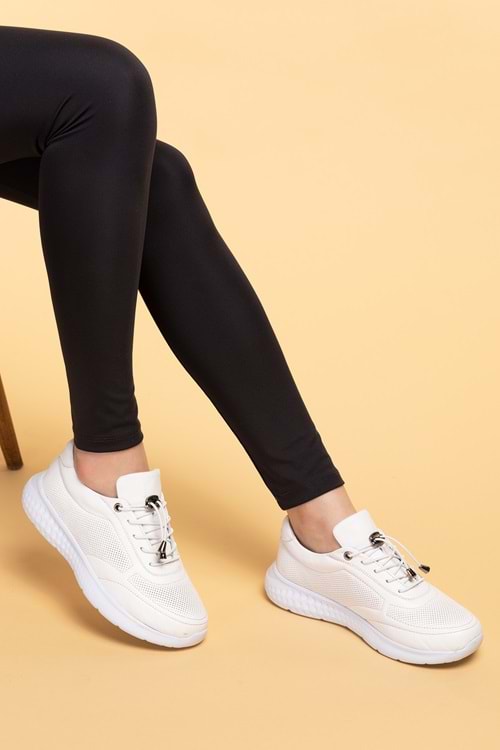 Gondol Içi Dışı Hakiki Deri Faylon Taban Hafif Spor Ayakkabı es.111 - Beyaz - 39