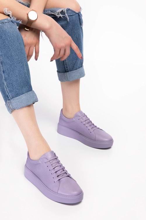 Gondol Hakiki Deri Anatomik Taban Spor Ayakkabı ell.6839 - Mor - 38