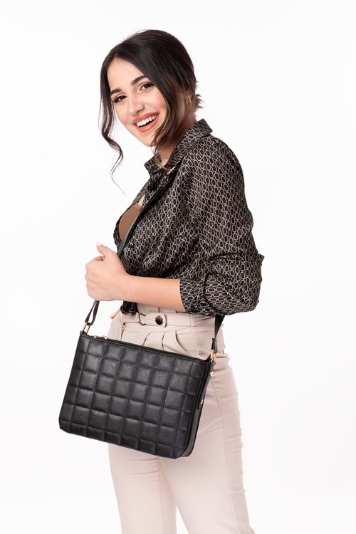 Gondol Kadın Kapitone Günlük Şık Çanta ald.4550 - Siyah