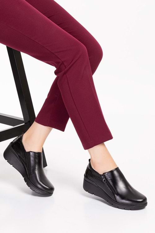 Gondol Hakiki Deri Anatomik Taban Rahat Ayakkabı esfa.4055 - Siyah - 38