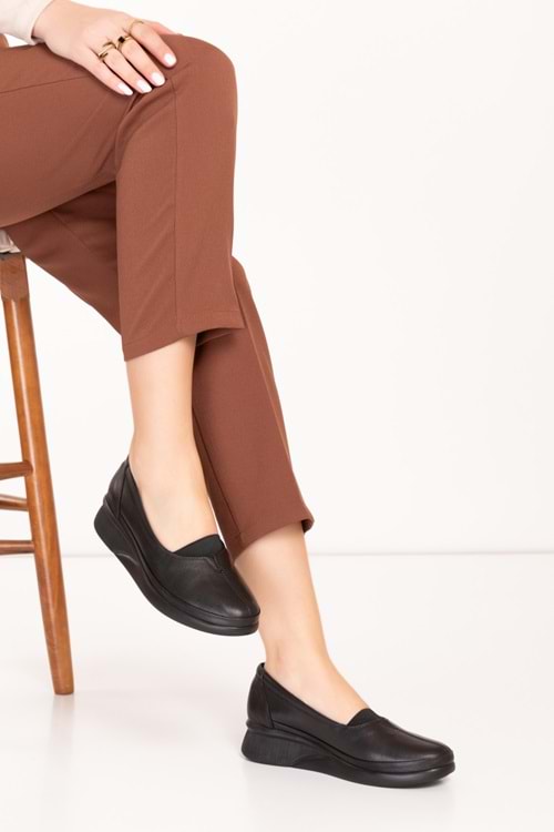 Gondol İçi Dışı Hakiki Deri Yumuşak Dokulu Günlük Ayakkabı ndr.101 - Siyah - 40