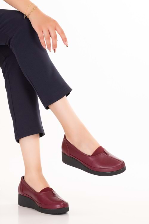 Gondol İçi Dışı Hakiki Deri Yumuşak Dokulu Günlük Ayakkabı ndr.101 - Bordo - 36