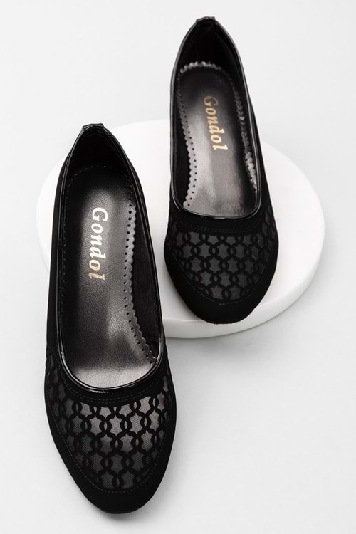 Gondol Transparan Ayrıntılı Ev Ayakkabı Siyah 34 dmr.195