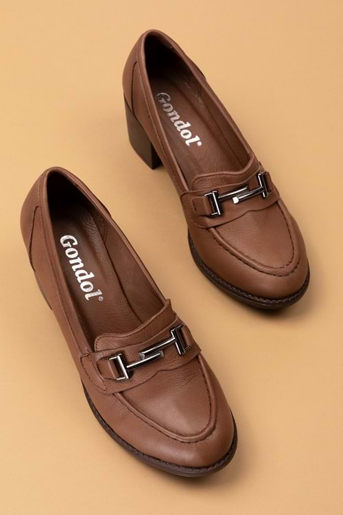 Gondol Kadın Hakiki Deri Rahat Topuklu Ayakkabı anl.7082 - Ceviz - 40