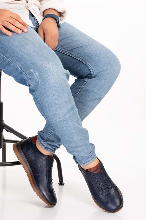 Gondol Erkek Hakiki Deri Günlük Rahat Ayakkabı src.305 - Lacivert - 41