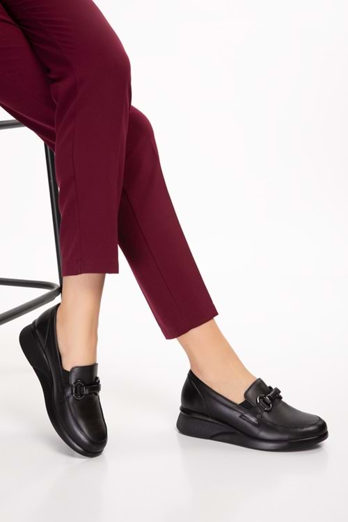 Gondol Hakiki Deri Anatomik Taban Rahat Ayakkabı elnr.5831 - Siyah - 40