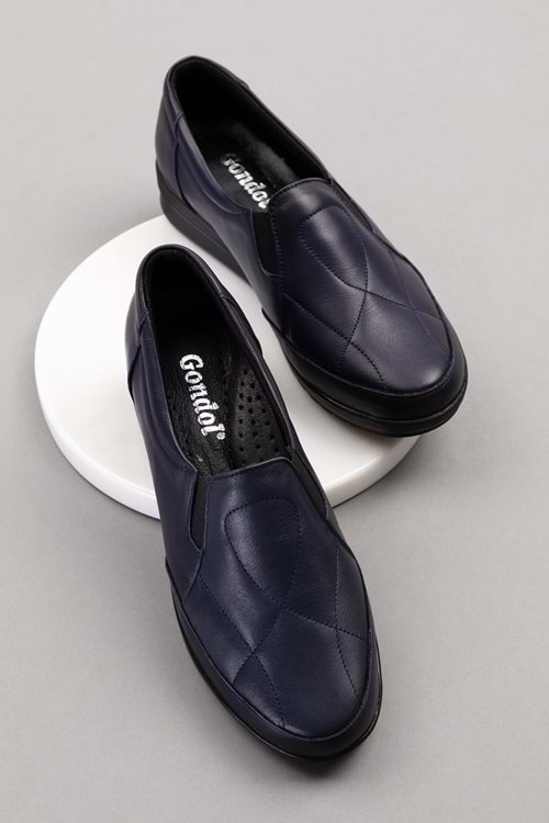 Gondol Kadın Hakiki Deri Anatomik Yumuşak Taban Günlük Ayakkabı pyt.1213 - Lacivert - 36