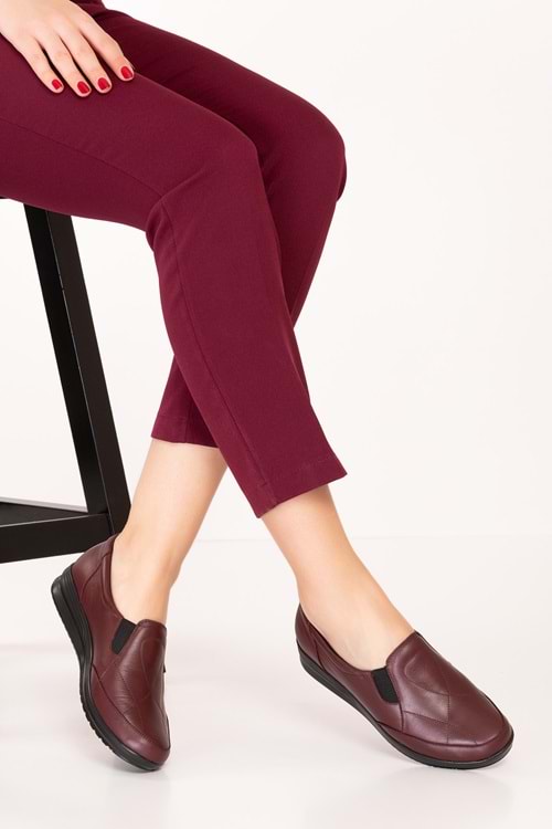 Gondol Kadın Hakiki Deri Anatomik Yumuşak Taban Günlük Ayakkabı pyt.1213 - Bordo - 36