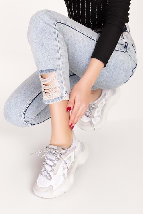 Gondol Sneakers Renkli Günlük Spor Ayakkabı mrs.60115 - Beyaz - 36