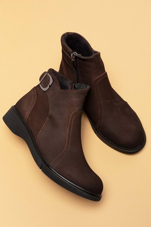 Gondol Hakiki Deri Nubuk Günlük Zarif Bot esfa.19769 - Kahve Nubuk - 36