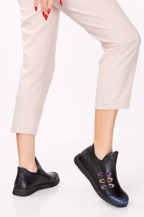 Gondol Hakiki Deri Rahat Kolay Giyim Günlük Bot ell.7129 - Siyah - 40