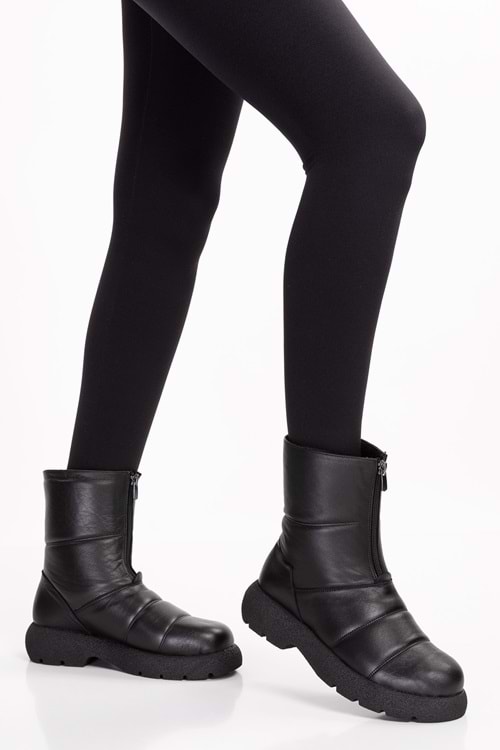 Gondol Hakiki Deri Günlük Şık Kaymaz Taban Bot tre.5070 - Siyah - 36