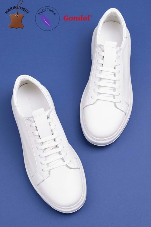 Gondol Içi Dışı Hakiki Deri Günlük Rahat Ayakkabı mals.352 - Beyaz - 40