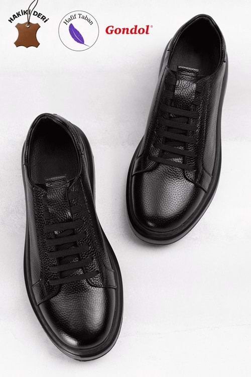 Gondol Içi Dışı Hakiki Deri Günlük Rahat Ayakkabı mals.352 - Siyah - 43