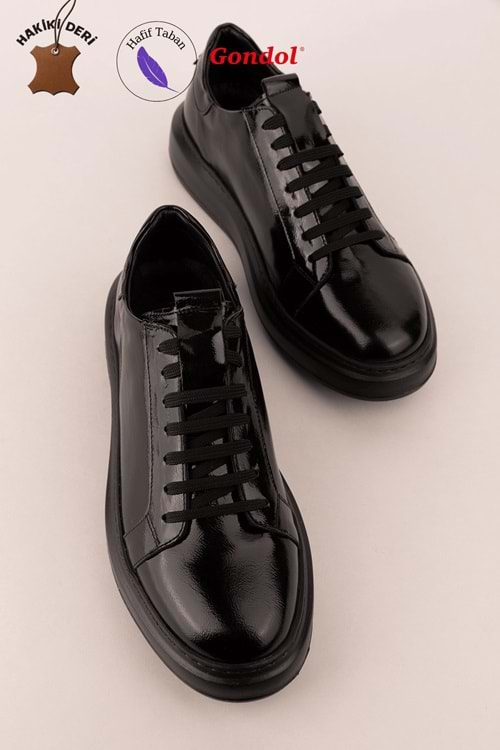Gondol Içi Dışı Hakiki Deri Günlük Rahat Ayakkabı mals.352 - siyah rugan - 40