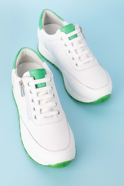 Gondol Içi Dışı Hakiki Deri Anatomik Taban Spor Ayakkabı gnd.67117 - Beyaz Y.T - 36