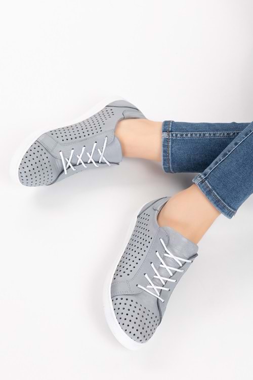 Gondol Kadın Hakiki Deri Günlük Rahat Ayakkabı gnd.108 - Gri - 37