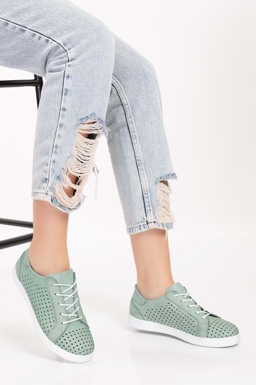 Gondol Kadın Hakiki Deri Günlük Rahat Ayakkabı gnd.108 - Mint - 36