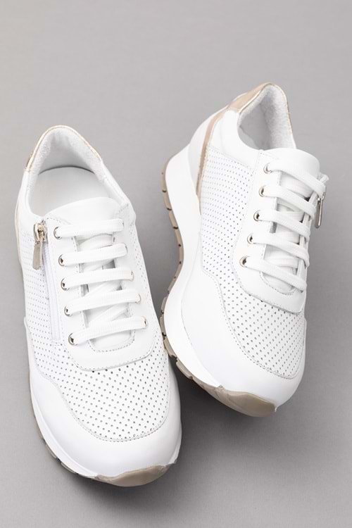 Gondol Içi Dışı Hakiki Deri Anatomik Taban Spor Ayakkabı gnd.20578 - Beyaz - 36